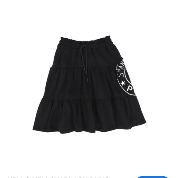 Girls HELLO YELLOW BLACK PARIS PRINT SWEAT skirt - Picture 1 of 5